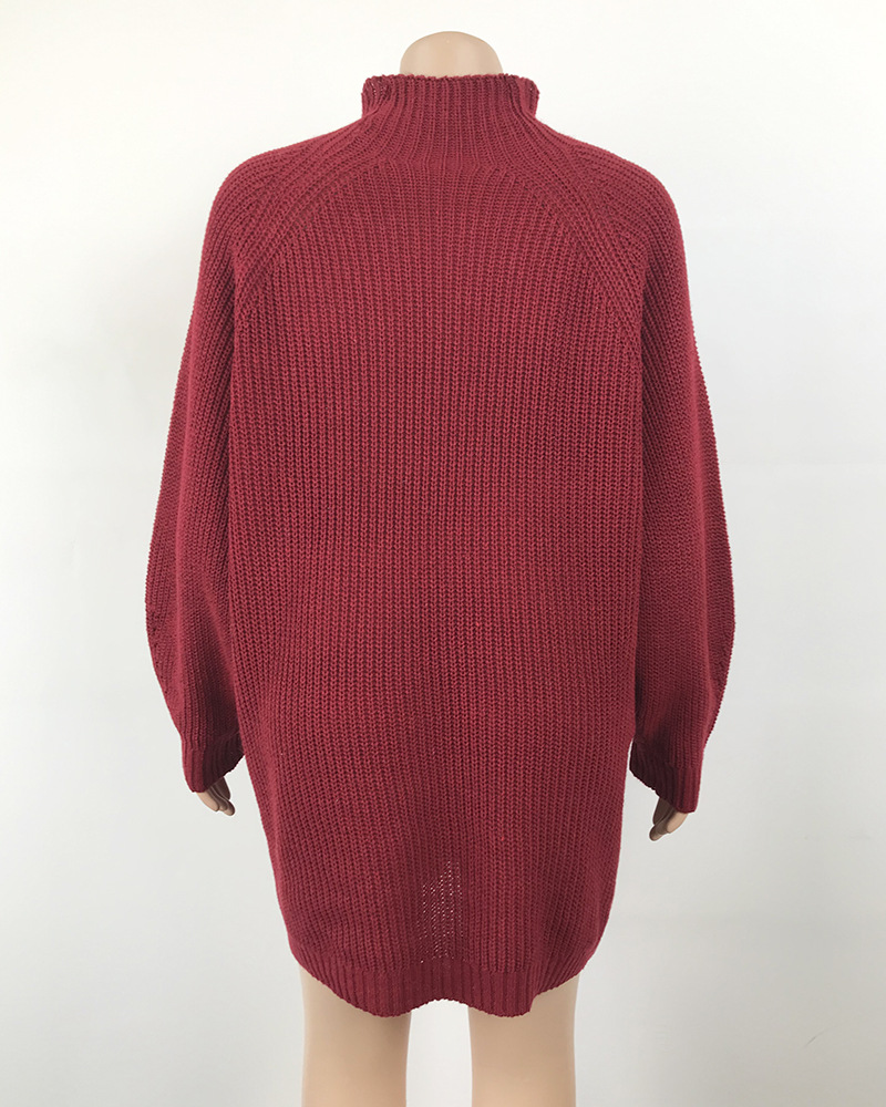 Solid Turtleneck Long Sweater Winter Warm Women Sweater Dress undefined