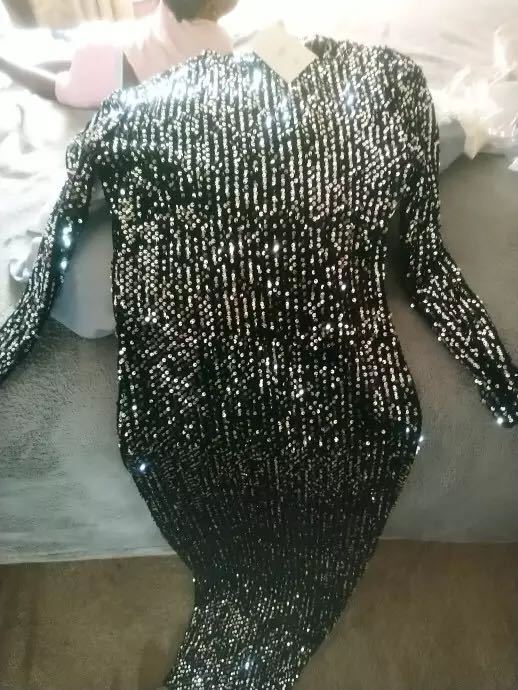 Women's Casual Versatile Long-sleeve Sequin Belted Jumpsuit 22c1c07a C4a2 4b86 A280 B76230439cee