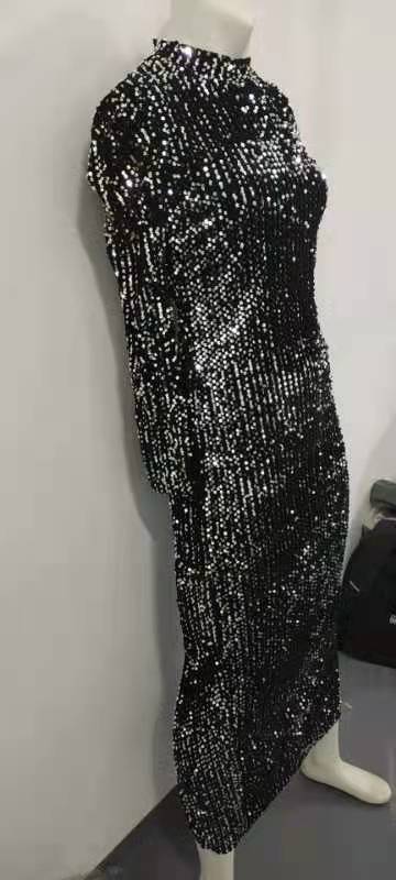 Women's Casual Versatile Long-sleeve Sequin Belted Jumpsuit F8b47269 32e2 47d4 A47e Ba8410f5c231