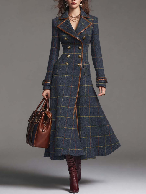 Retro Plaid Double-Breasted Long Coat 0e94ec28 72cc 4b23 A2dc 0ab5064c6d77