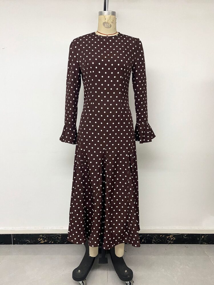 Women's Autumn New Style Waist-Cinching Bell-Sleeve Polka-Dot Dress 79e65edc Bf36 4344 963d 0821a399fd8a 750x1000