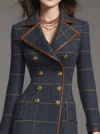 Retro Plaid Double-Breasted Long Coat 8e9acbaa D56a 4de9 8b86 850fde52d112