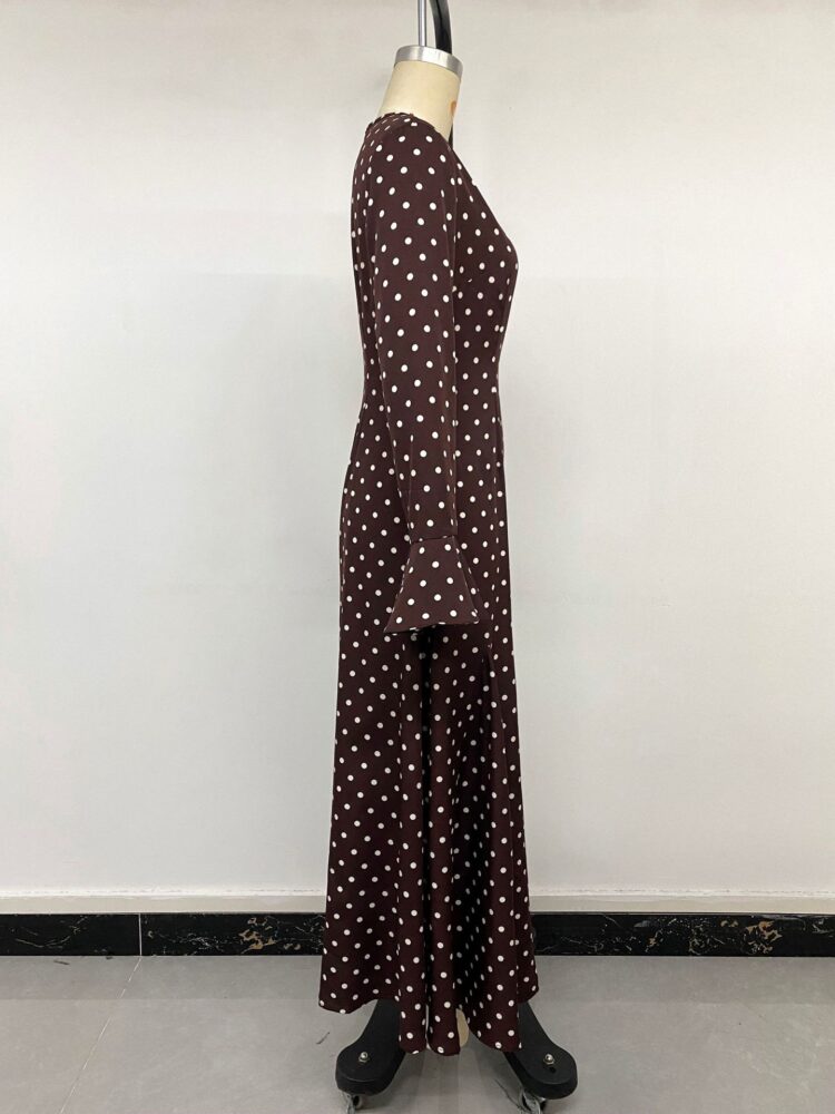 Women's Autumn New Style Waist-Cinching Bell-Sleeve Polka-Dot Dress E45b5945 9f97 4bb1 876f F6036d513839 750x1000
